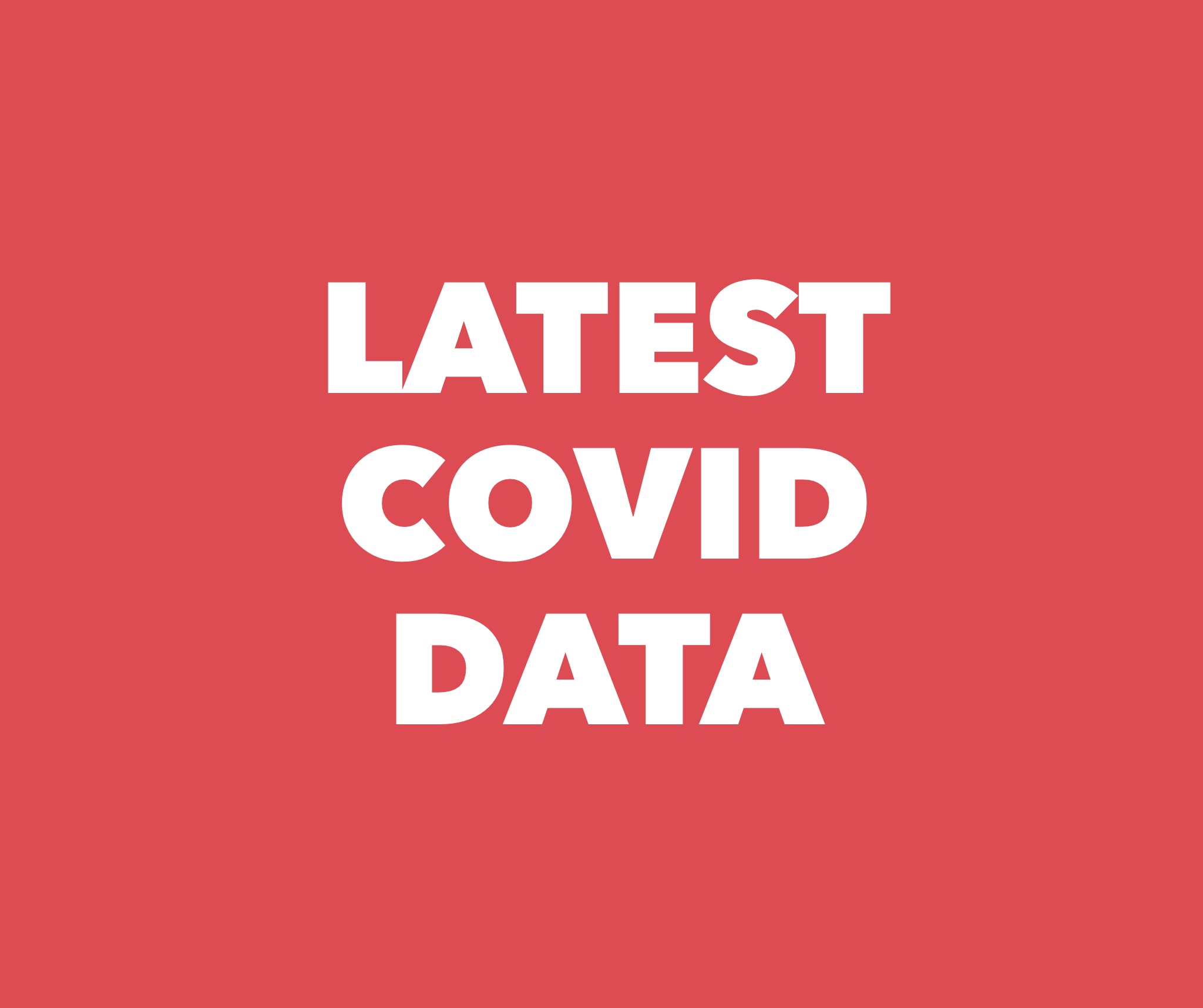 red background and white letters that say latest covid data